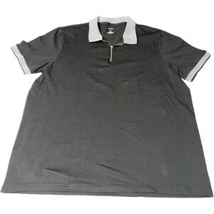 Open Edit Black Zipper Collar Polo Shirt Men's Size XL